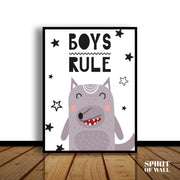 Boys Rule Cartoon | Kids Wall Art