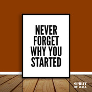 Never Forget Why You Started | Alphabet Wall Art