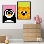 Animals Cartoon (2 Panel) | Kids Wall Art