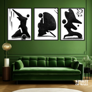 Black and white Graphic Human Posters | 3 Panels | Illusion Wall Art