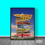 Sign Poster with Multiple Destinations | Travel Wall Art