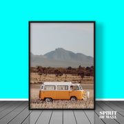 Volkswagen in Fields Portrait | Travel Wall Art