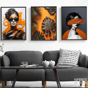 Modern Orange Art Poster (3 Panel) | Nordic Wall Art