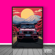 Sunset View with G wagon | Abstract Wall Art