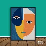 Facial Abstaction Contrasting Eyes | Abstract Wall Art