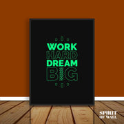 Work Hard Dream Big Quote | Motivational Wall Art