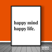 Happy Mind Happy Life | Kids Wall Art