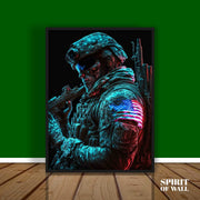 Neon Black Light Soldier Portrait | Army Wall Art