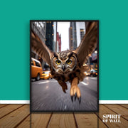 Owl in City Poster | Birds Wall Art.