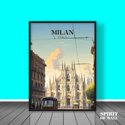 Milan Italy illustrated Portrait | Travel Wall Art