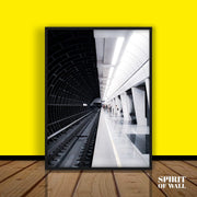 Black and White Subway Station | Aesthetic Wall Art