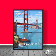 San Francisco California Illustrated Portrait | Travel Wall Art