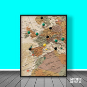 Pin Locations on Map Poster | Travel Wall Art