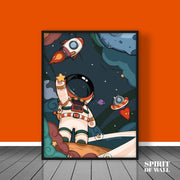 Abstract Astronaut Cartoon Poster | Space Wall Art