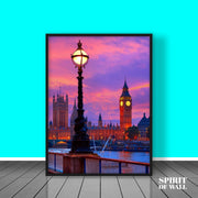 London Sunset View illustrated Portrait | Travel Wall Art