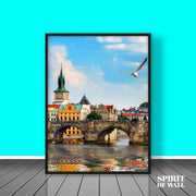 Charles Bridge illustrated Portrait | Travel Wall Art