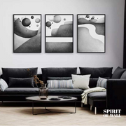 Black and White Mountain Graphic Poster | 3 Panel | Digital Painting Wall Art