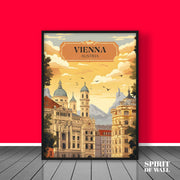 Vienna Austria illustrated Portrait | Travel Wall Art