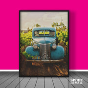 Retro Old Blue Car Poster | Vintage Wall Art