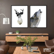 Abstract Animals (2 Panel) | Minimalist Wall Art