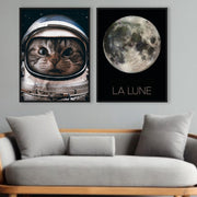 Space Funny Cat (2 Panel) | Space Wall Art