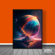 Ai Illustrated Moon Abstract Portrait | Space Wall Art