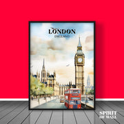 London England illustrated Portrait | Travel Wall Art