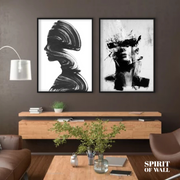 Black And White Modern Art Portrait (2 Panel) | Modern Wall Art