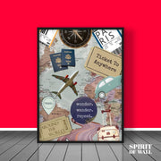 Travel Essentials Collage Poster | Travel Wall Art