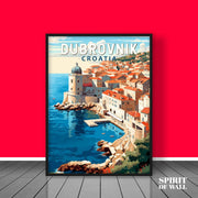 Dubrovnik Croatia illustrated Portrait | Travel Wall Art