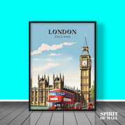 London England illustrated Portrait | Travel Wall Art