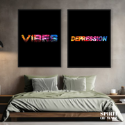 Vibes and Depression Abstract (2 Panel) | Aesthetic Wall Art