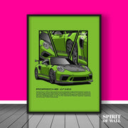 Porsche Gt3RS Green Poster | Cars Wall Art