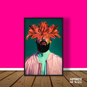 Drake with Flower Aesthetic Poster |  Aesthetic Wall Art