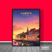 Aarhus Denmark Illustrated Portrait | Travel Wall Art