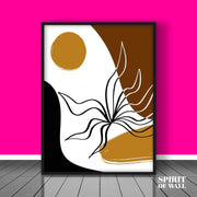 Abstract Boho Leaf Art Portrait | Minimalist Wall Art